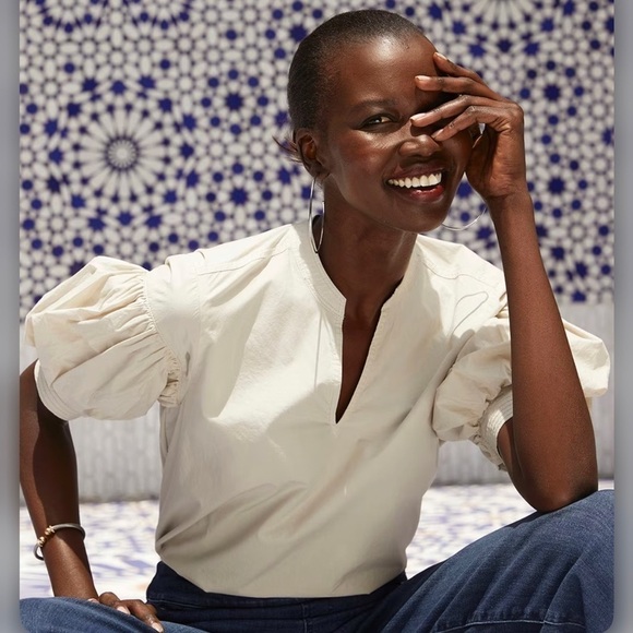 ⭐️ New Chico’s Poplin Drop Shoulder Top Size 4 XXL - Picture 2 of 10